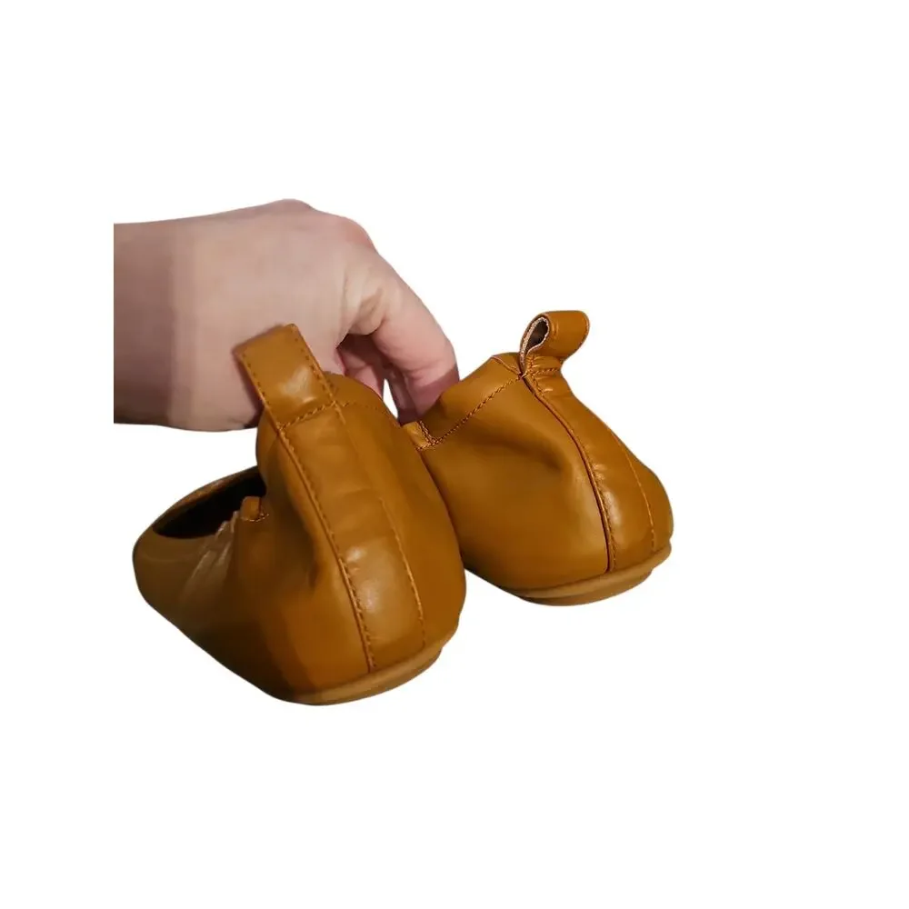 FITFLOP Ladies leather brown ALLEGRO Flat Slip-On DYNAMICUSH Ballet Flats sz 10